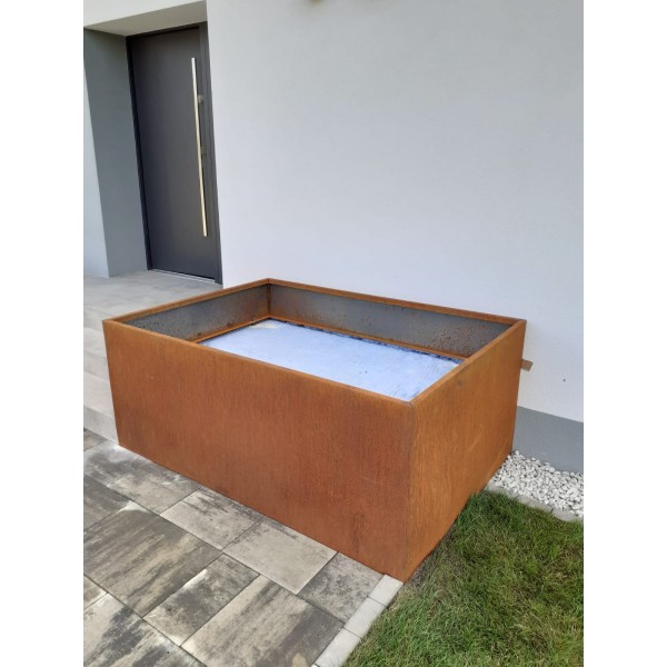 Skrzynia podwyższona uprawowa korten 150x100cm i wysoka 50cm anty-ślimak